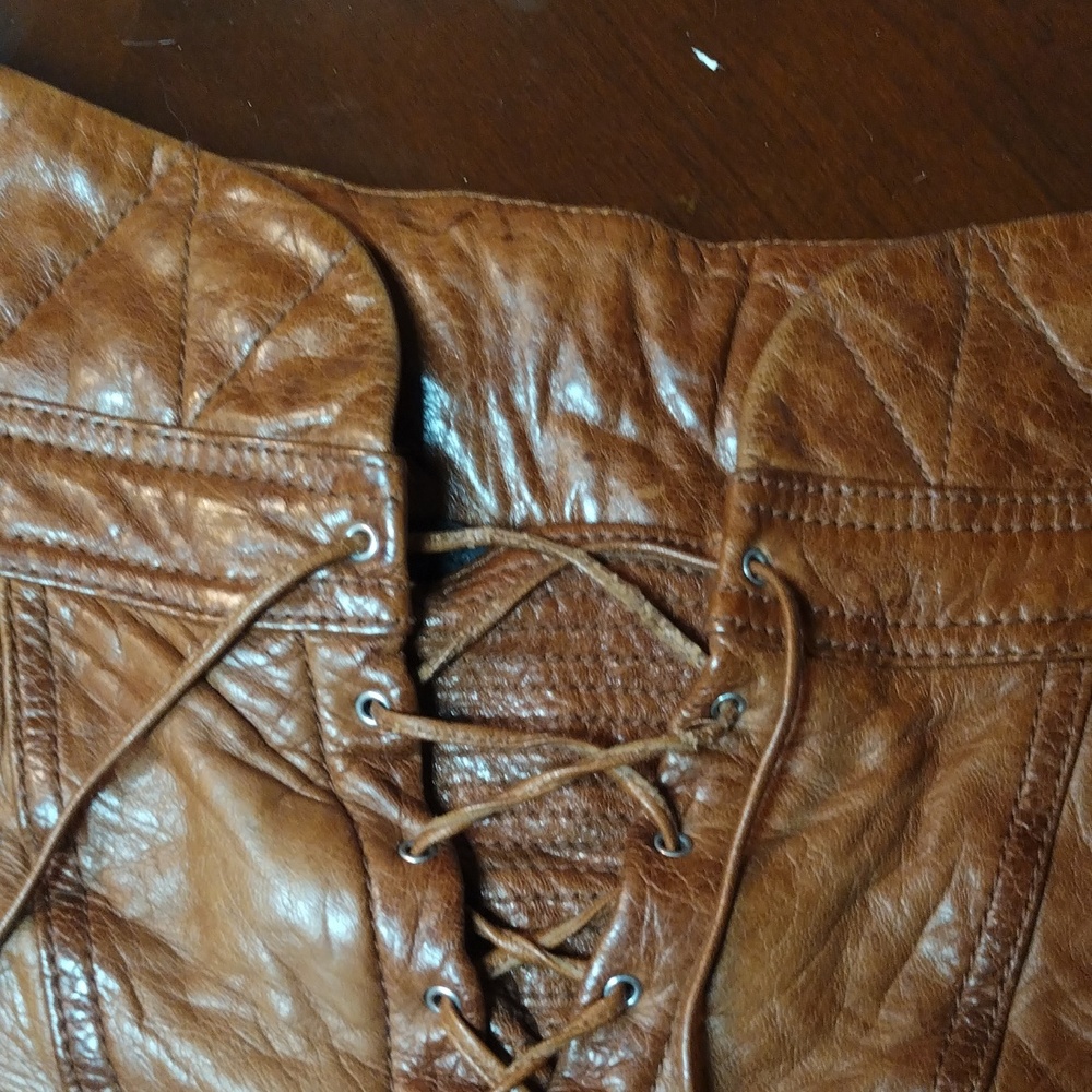 Alexander Wang Tan Leather Lace-Up High Waist Shorts - Picture 3 of 10